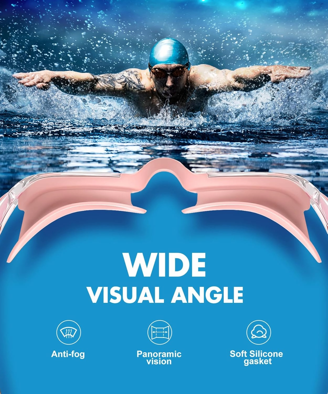 NSSIW Swim Goggles Adult Swimming-Goggles: Pool Goggles for Men and Women with Anti Fog UV400 Protection No Leak 3 Pack