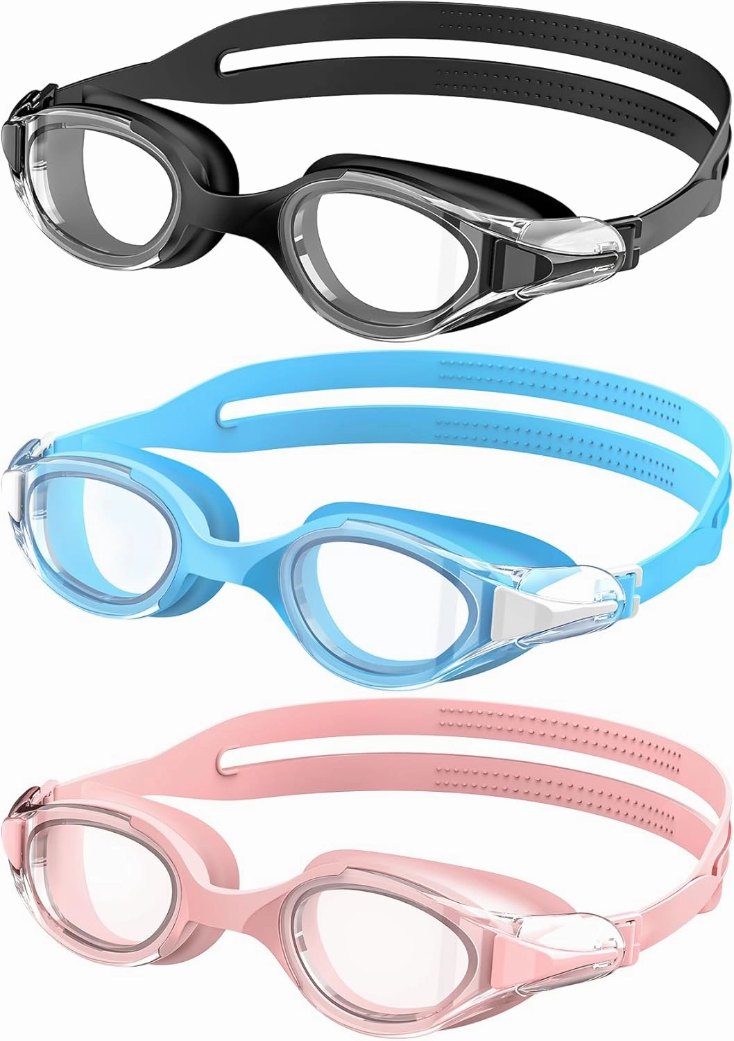 NSSIW Swim Goggles Adult Swimming-Goggles: Pool Goggles for Men and Women with Anti Fog UV400 Protection No Leak 3 Pack