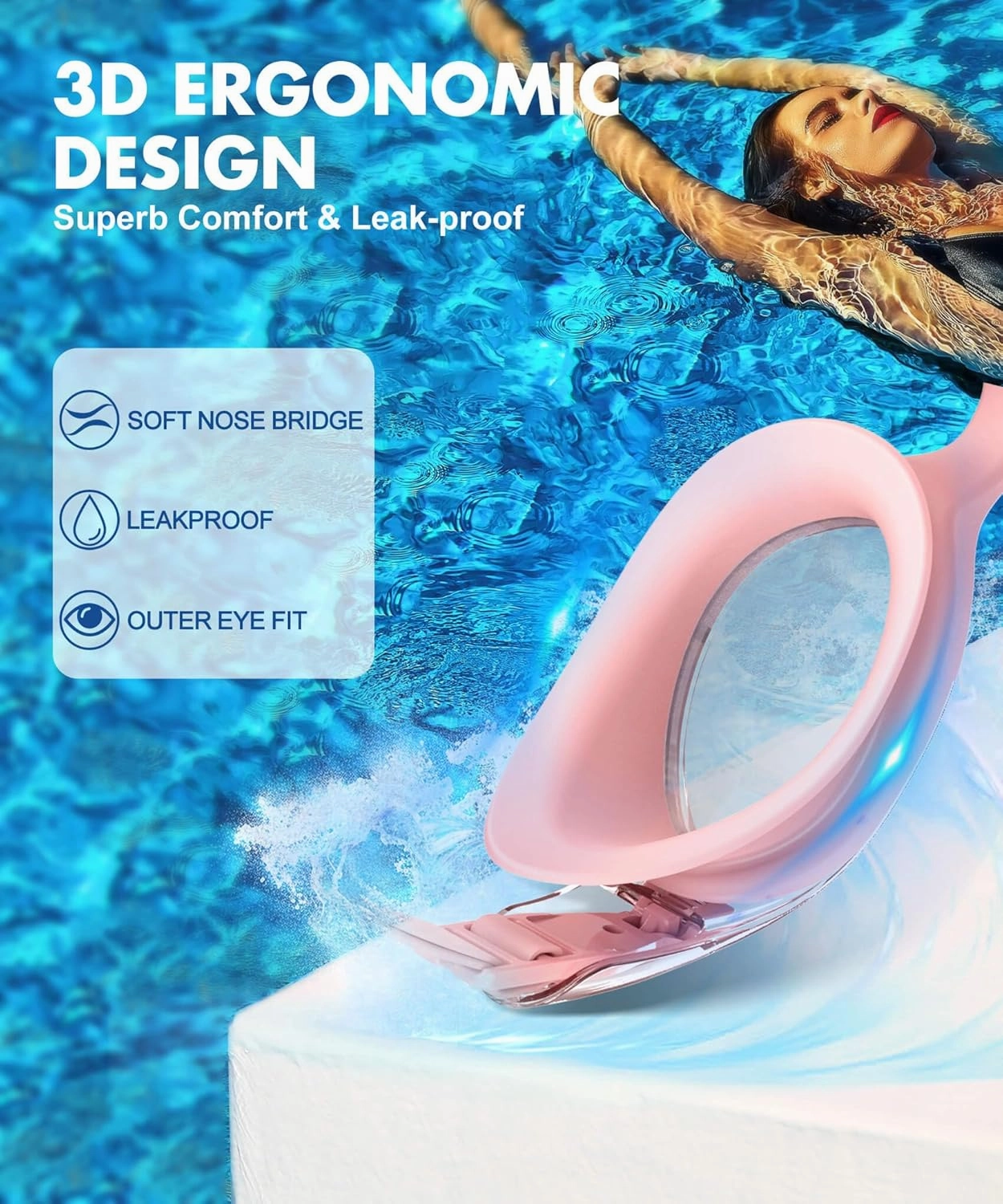 NSSIW Swim Goggles Adult Swimming-Goggles: Pool Goggles for Men and Women with Anti Fog UV400 Protection No Leak 3 Pack