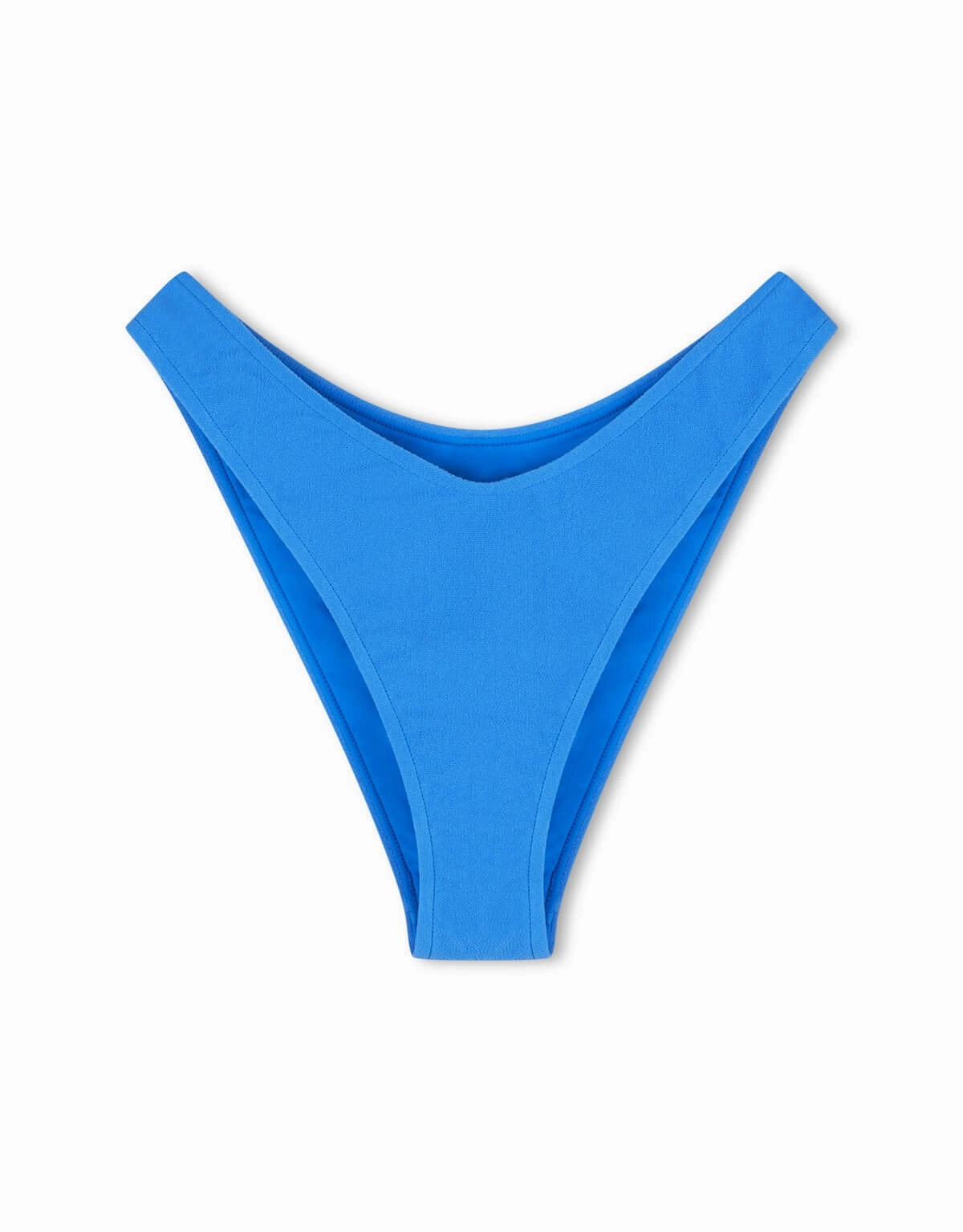 Ocean Blue Textured Curve Brief Bikini Bottom