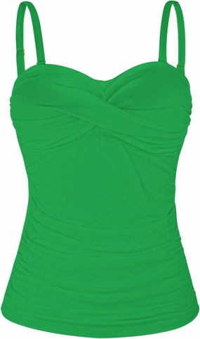 Ocean Blues Women's Strapless Bandeau Swimsuit Top Ruched Tummy Control Tankini Top Only