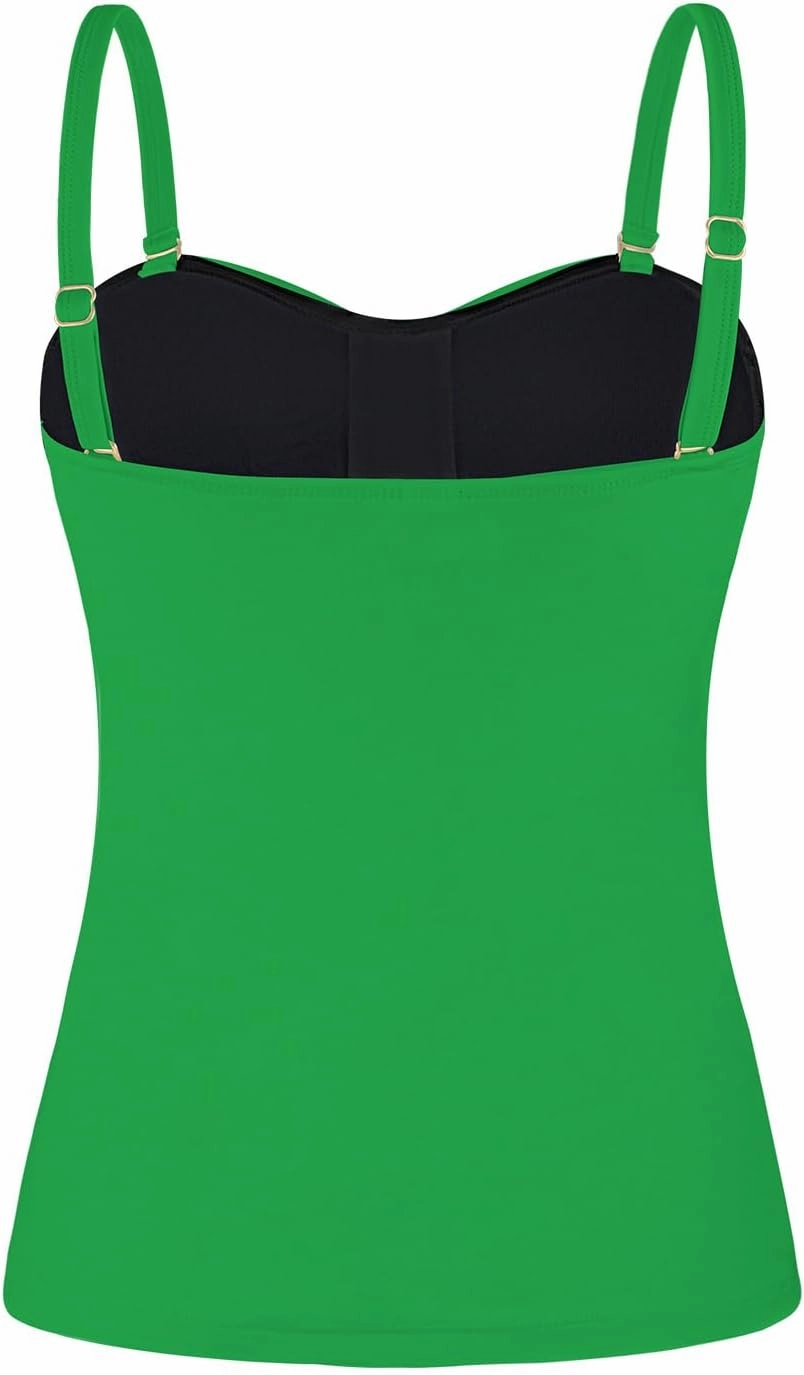 Ocean Blues Women's Strapless Bandeau Swimsuit Top Ruched Tummy Control Tankini Top Only