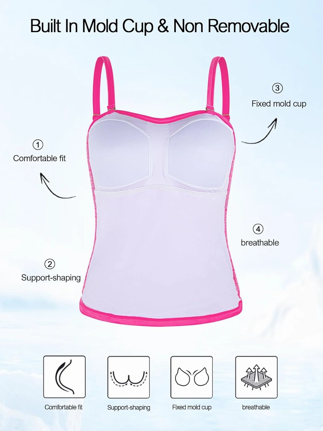 Ocean Blues Women's Strapless Bandeau Tankini Top Tummy Control Bathing Suit Top Only