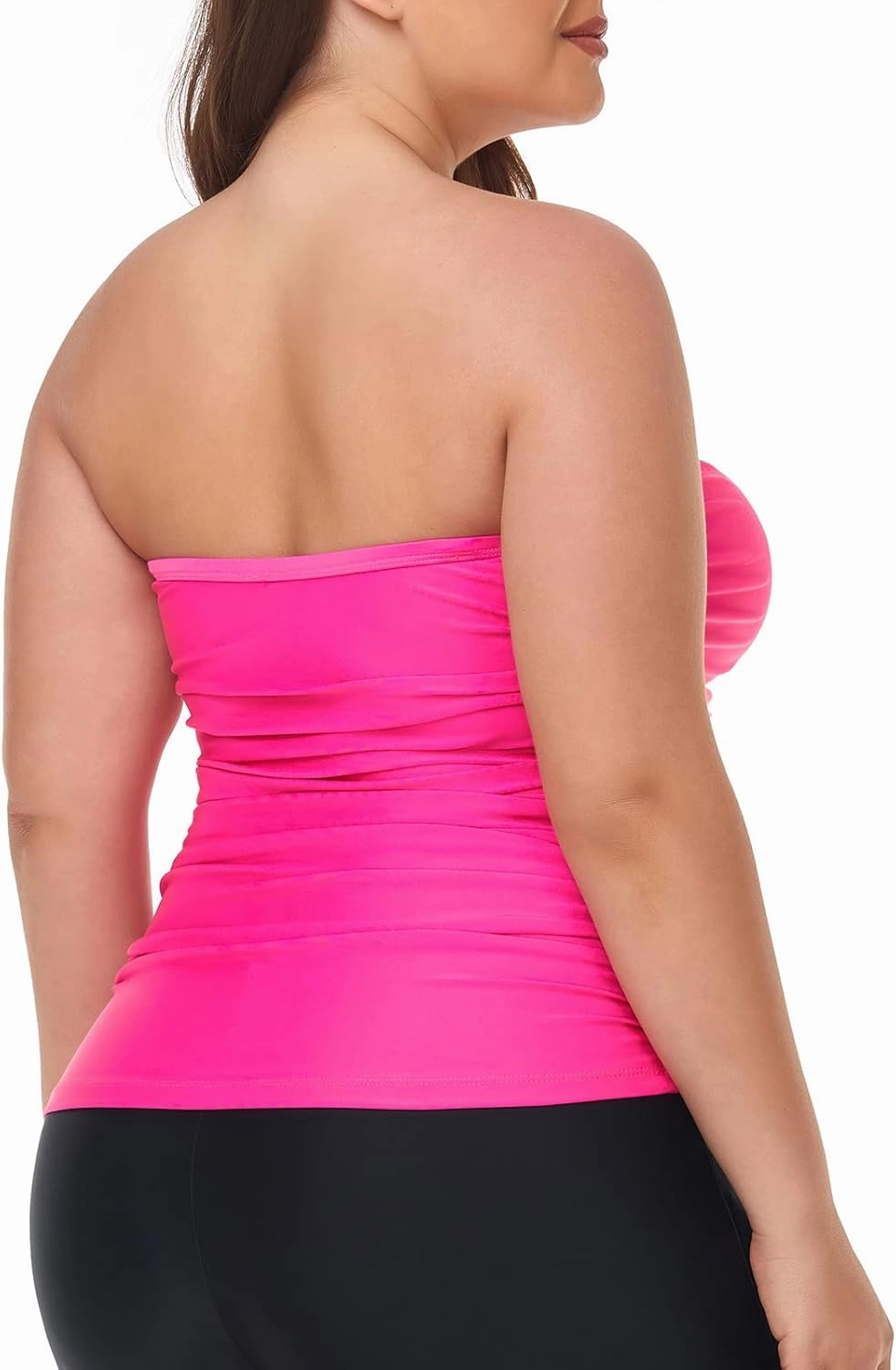 Ocean Blues Women's Strapless Bandeau Tankini Top Tummy Control Bathing Suit Top Only