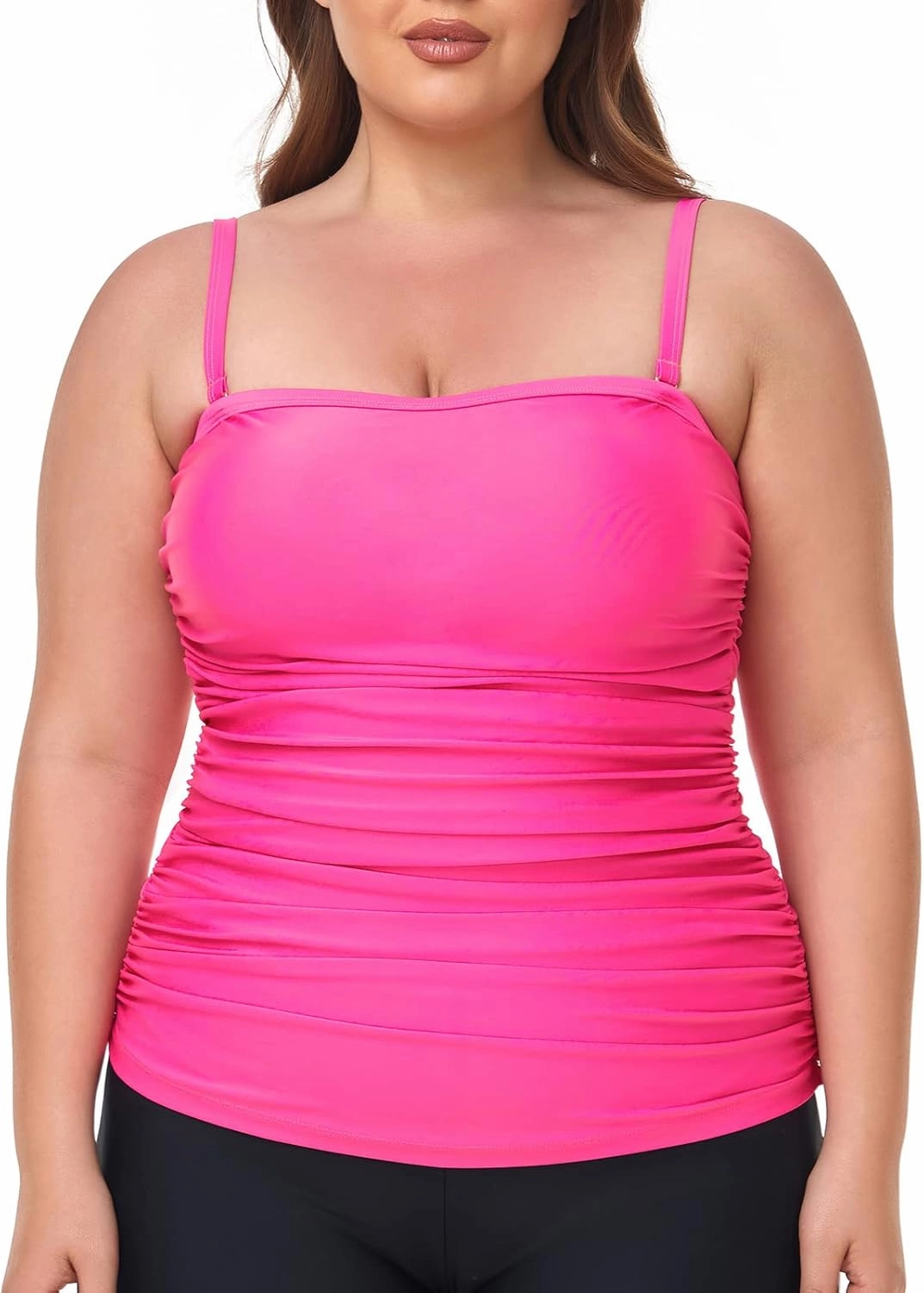 Ocean Blues Women's Strapless Bandeau Tankini Top Tummy Control Bathing Suit Top Only