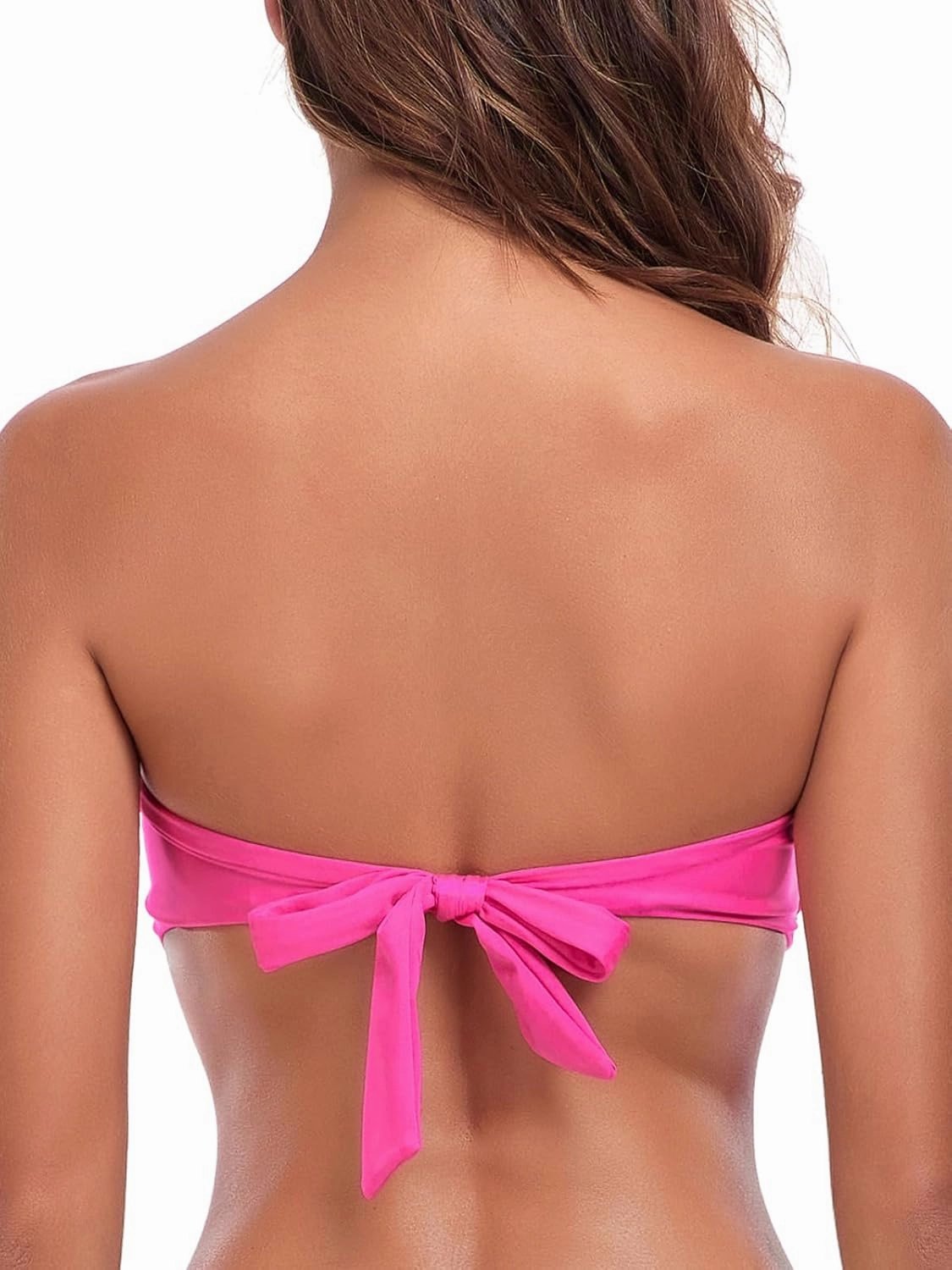 Ocean Blues Women's Strapless Swimsuits for Women Bandeau Bikini Top Tie Back Halter Bathing Suit Top