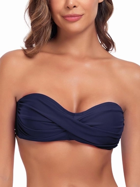 Ocean Blues Women's Strapless Swimsuits for Women Bandeau Bikini Top Tie Back Halter Bathing Suit Top
