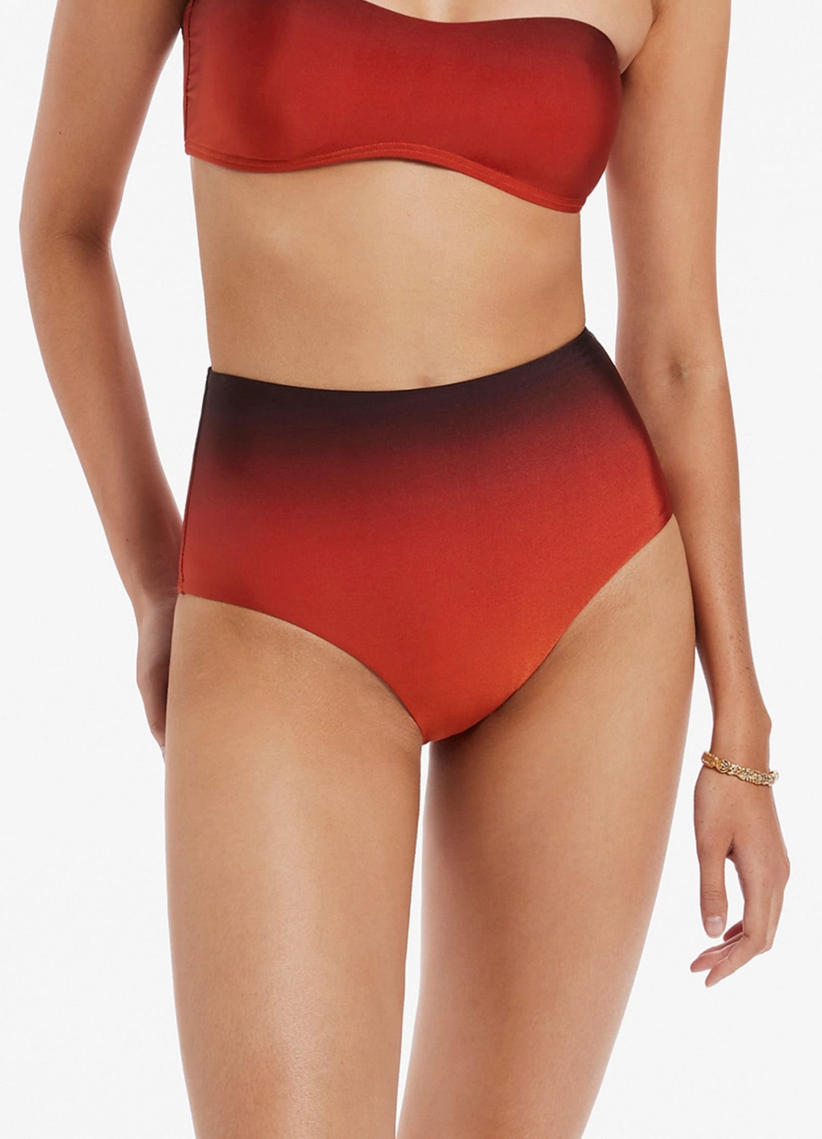 Oia Sunset High Waist Bikini Bottom - Burnt Orange