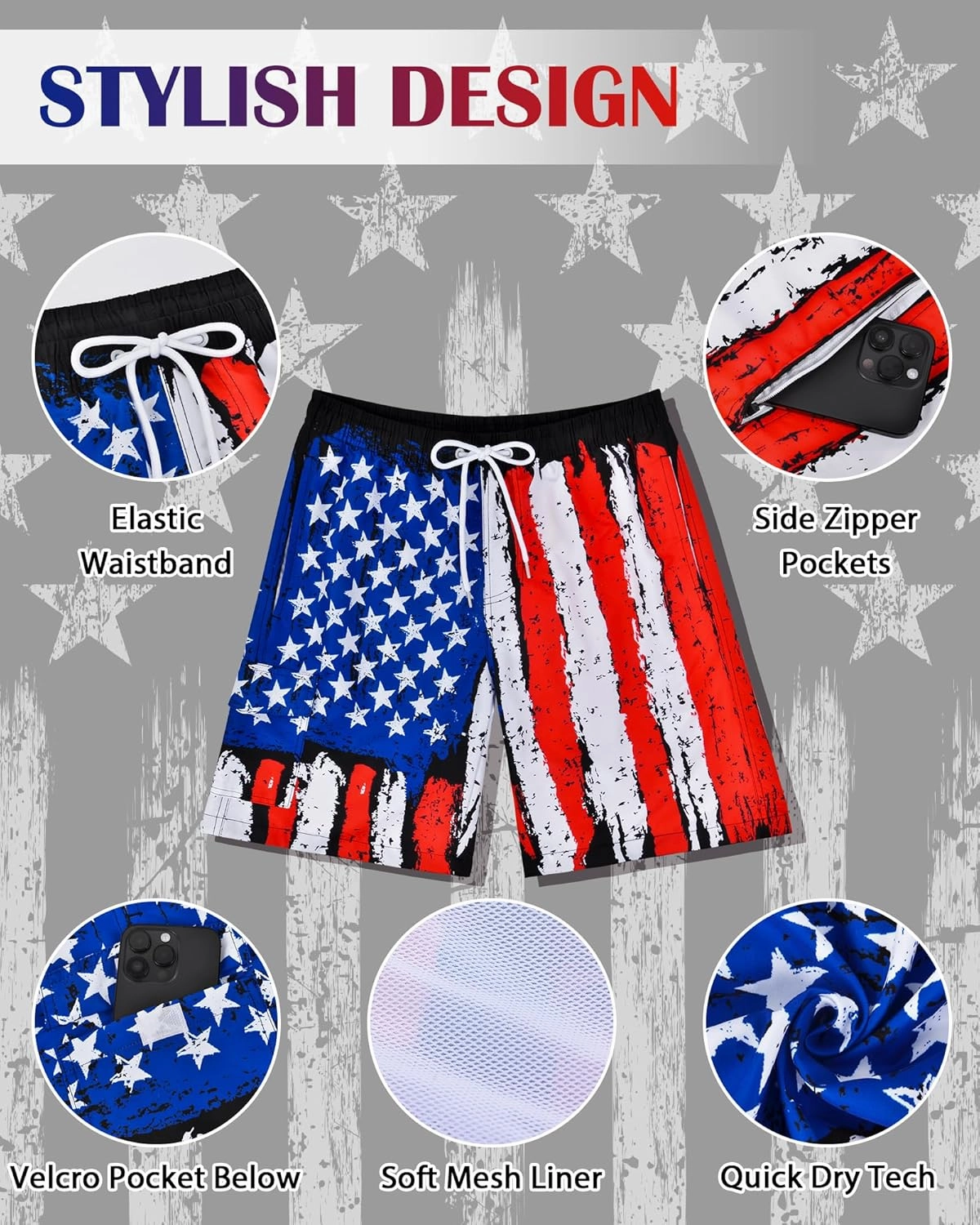 OlyPegic Mens Swim Trunks 9 Inch Quick Dry Board Shorts Mens Bathing Suit Beach Swimwear Mesh Lining with Zipper Pock