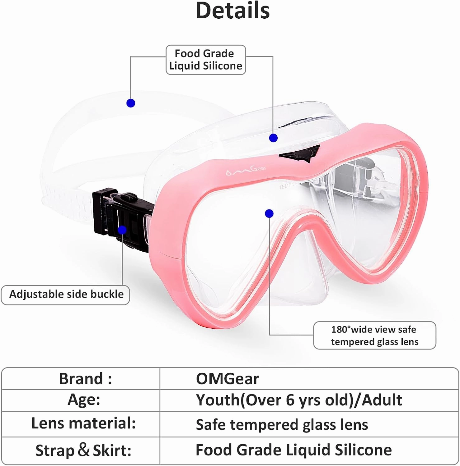 OMGear Diving Mask Snorkeling Gear Kids Adult Snorkel Mask Dive Goggles Silicone Swim Glasses with Nose Cover for Scuba Free Diving Spearfishing Neoprene Strap Cover Impact Resistance