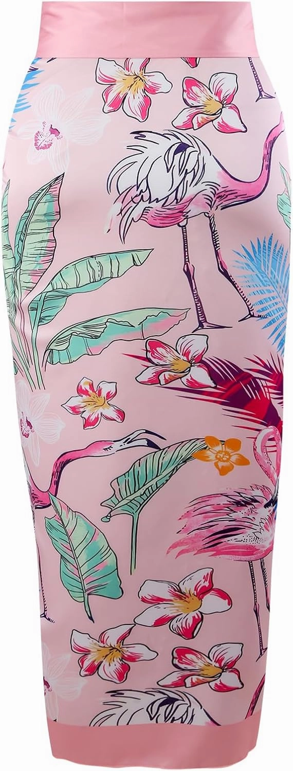 One Piece Bathing Suit for Women with Beach Cover up Wrap Skirt Swimsuit Sarong Retro Floral Print Bikini Set