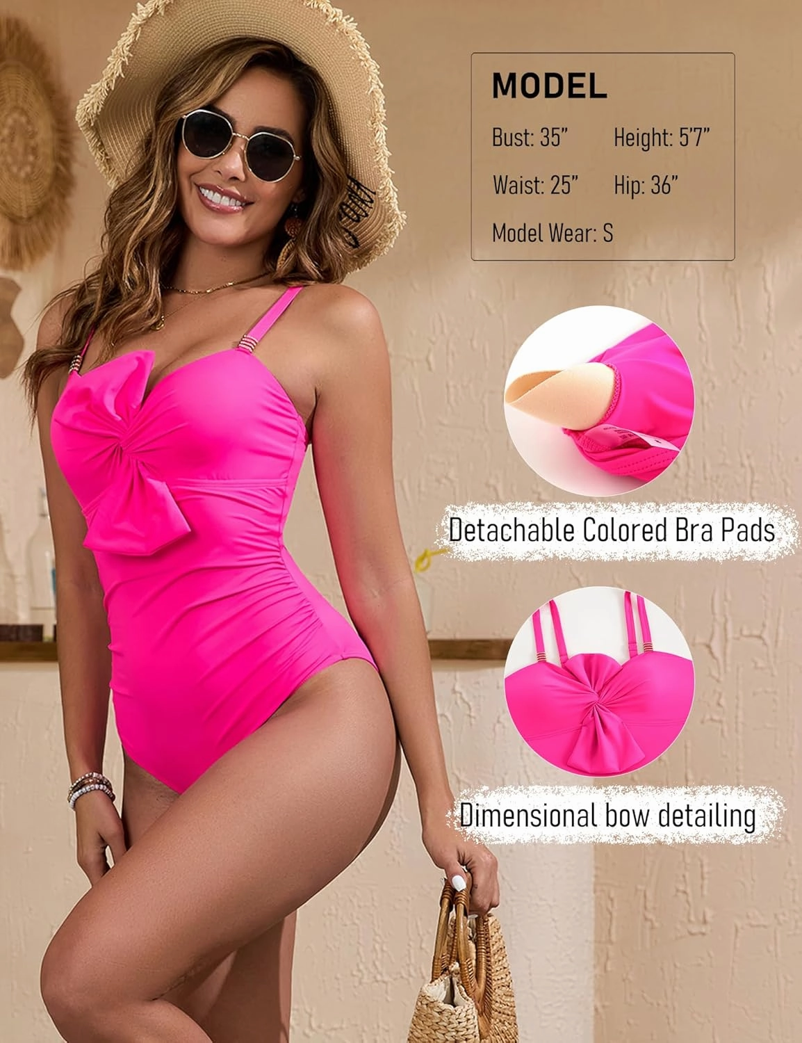 One Piece Swimsuit for Women with Cover Up Set Retro Bathing Suit Tummy Control Knot Swimwear Beach Wrap Skirt