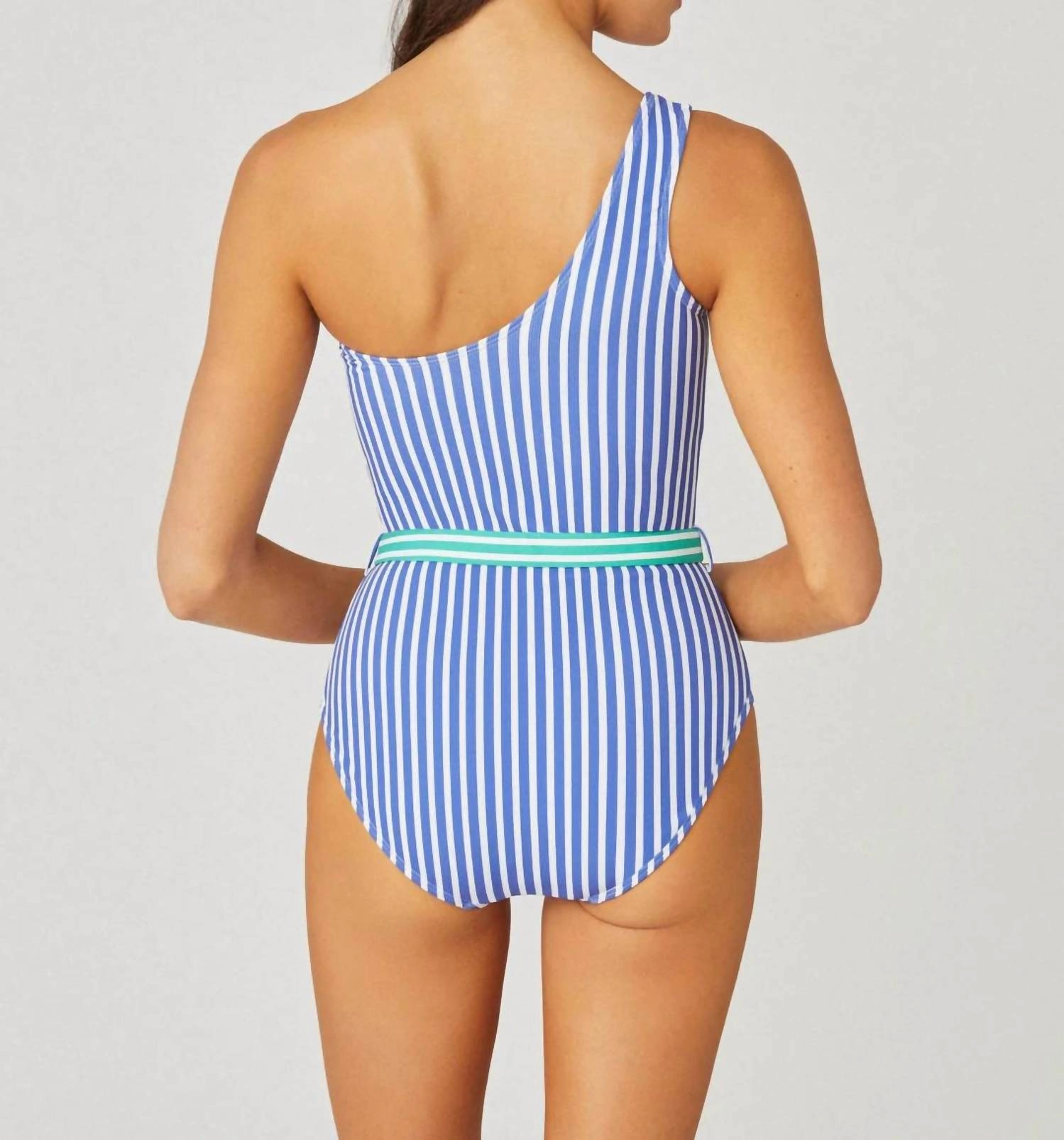 One Shoulder One Piece Swimsuit In Sea Blue/optic