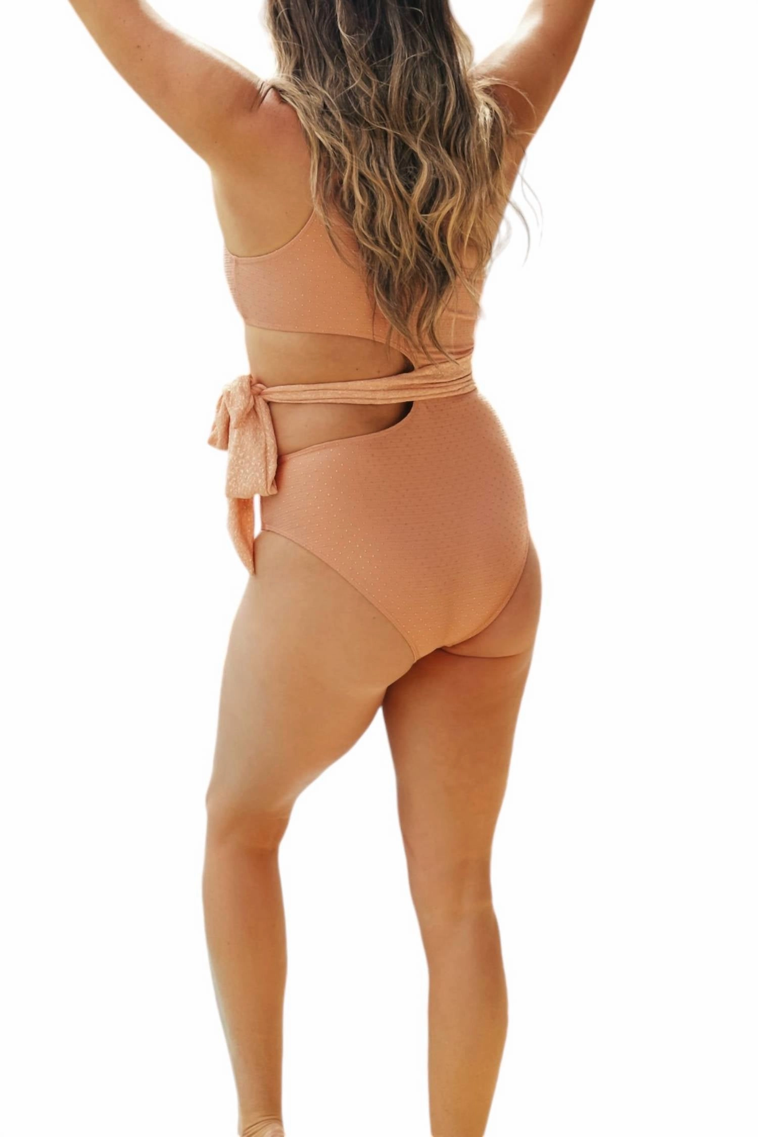 One Shoulder Swimsuit In Apricot