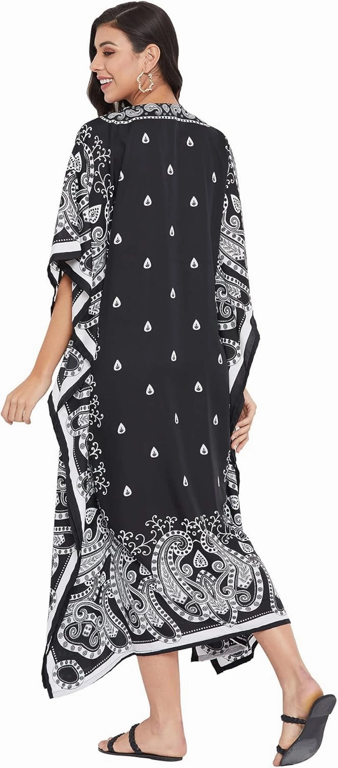 Oussum Plus Size Kaftan for Women Polyester Summer Caftan Swimwear Cover Ups Maxi Beach Dress