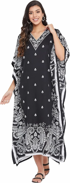 Oussum Plus Size Kaftan for Women Polyester Summer Caftan Swimwear Cover Ups Maxi Beach Dress