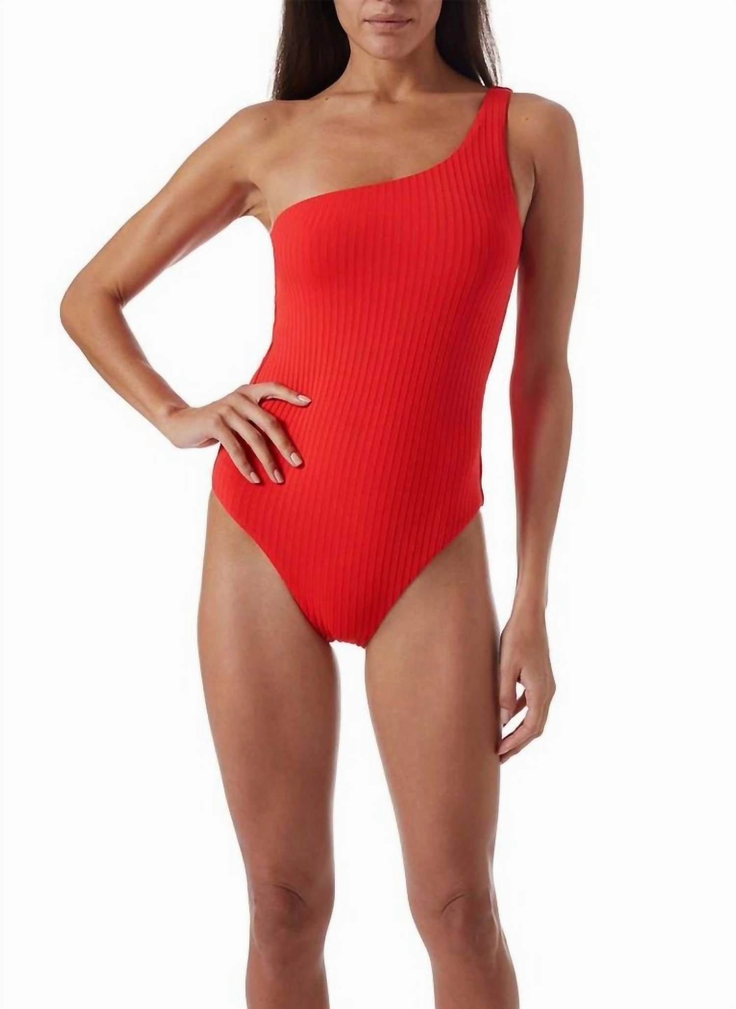 Palermo Ribbed Swimsuit In Red Ribbed