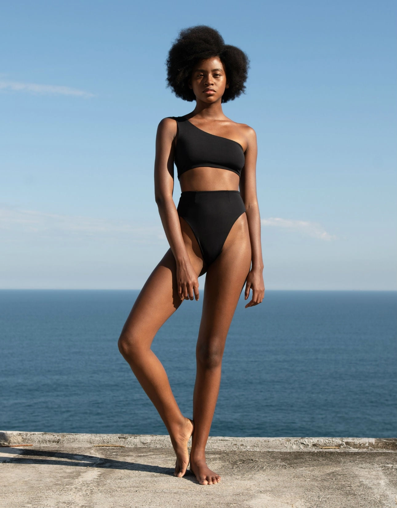Perlin Bikini Top in Black Crepe