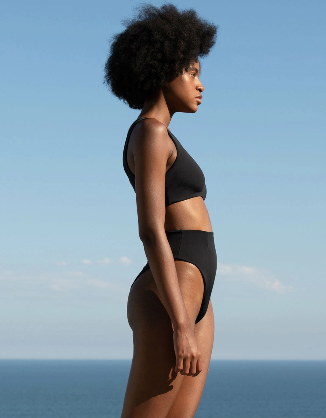 Perlin Bikini Top in Black Crepe