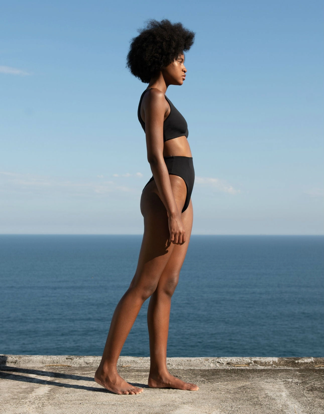 Perlin Bikini Top in Black Crepe