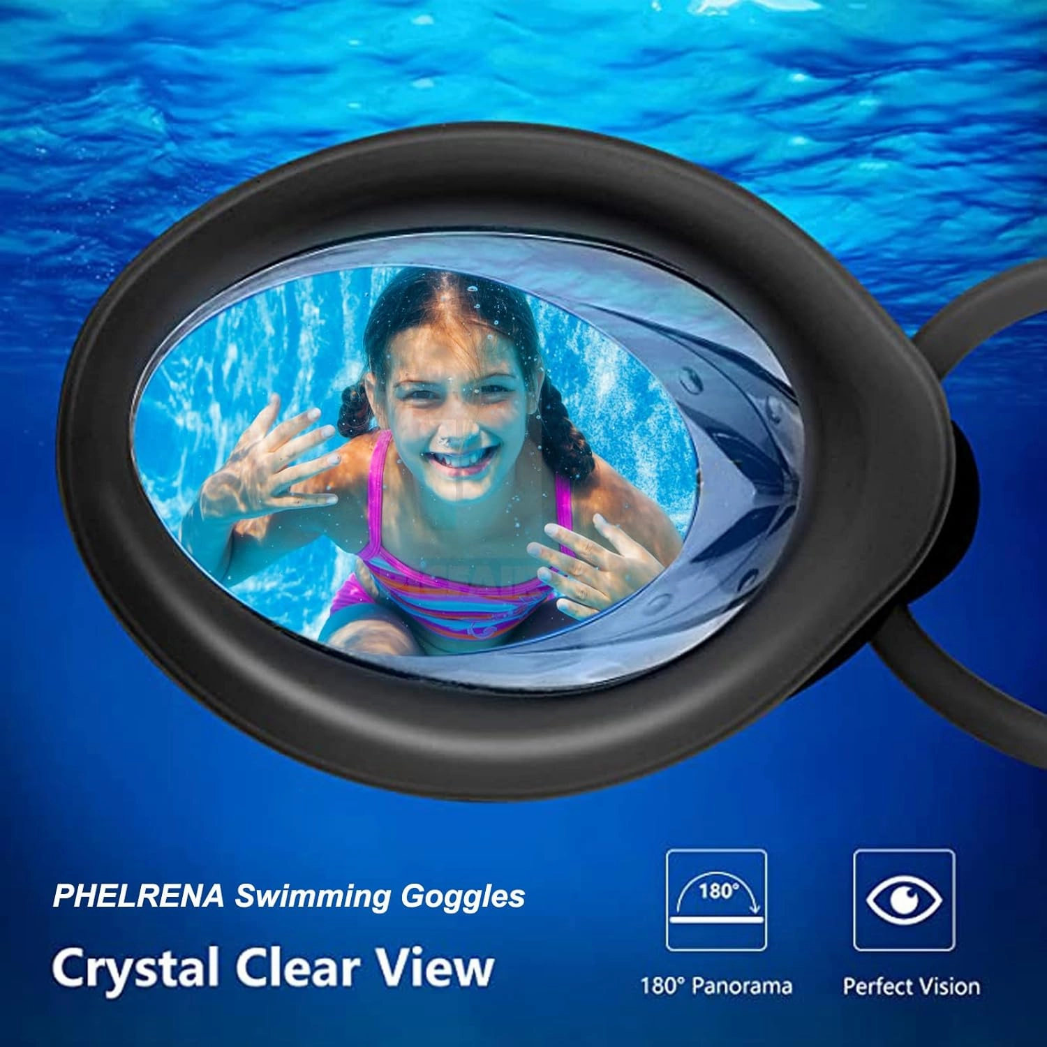 PHELRENA Swimming Goggles 2 pack, Professional Kids Swim Goggles Anti Fog UV Protection Clear Vision No Leaking for Men Women