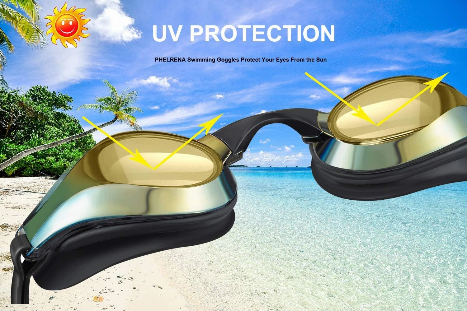 PHELRENA Swimming Goggles, with Scale Head Strap Swim Goggles, Clear Vision Anti Fog & Glare No Leaking for Adult Kids