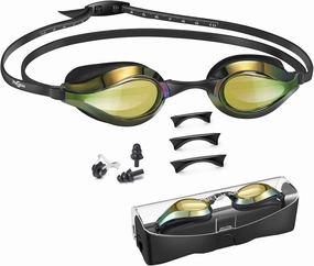 PHELRENA Swimming Goggles, with Scale Head Strap Swim Goggles, Clear Vision Anti Fog & Glare No Leaking for Adult Kids