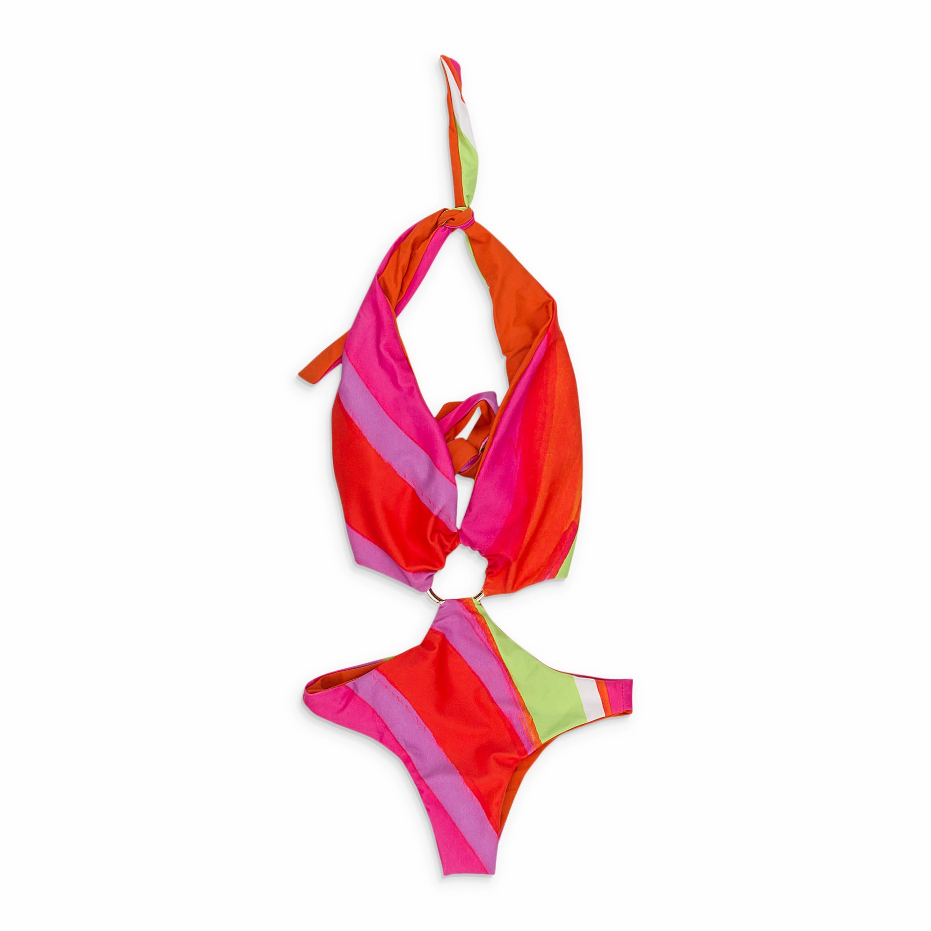 PINK/ORANGE/GREEN ONE-PIECE SWIMSUIT