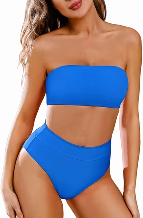 Pink Queen Women's Removable Strap Wrap Pad Cheeky High Waist Bikini Set Swimsuit