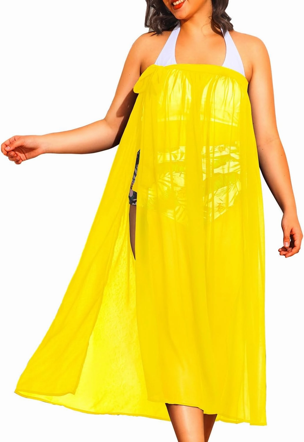 Pinup Fashion Plus Size Sarong Swimsuit Cover Ups Bikini Beach Cover-Ups Wrap Skirt Sheer Chiffon Beach Coverups