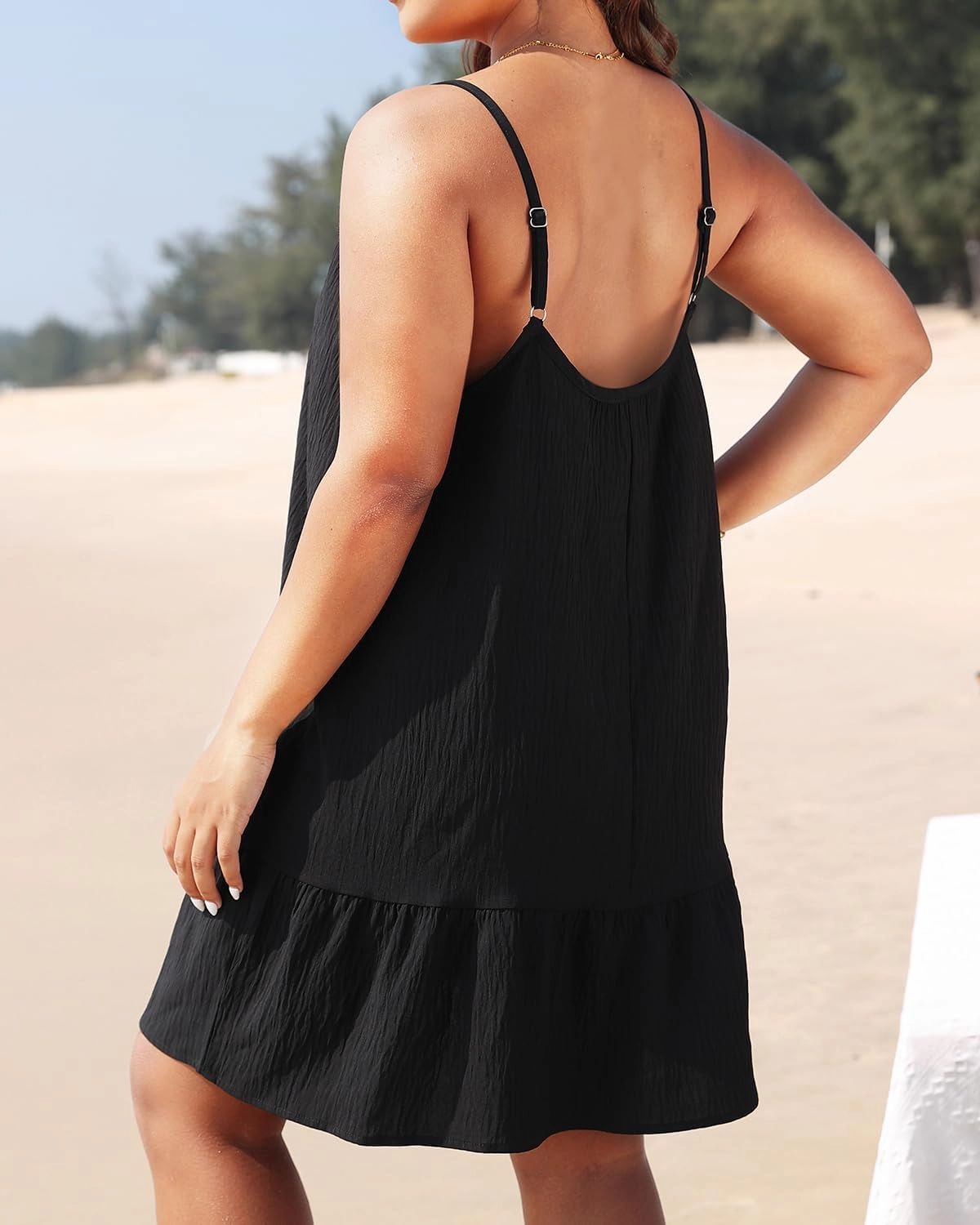Pinup Fashion Women's Plus Size Cover Up Dress Summer Spaghetti Strap Casual Swing Beachwear