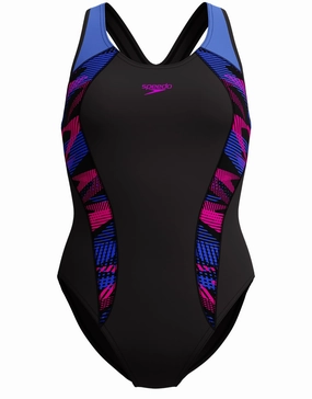 Placement Laneback Swimsuit - Black/Blue