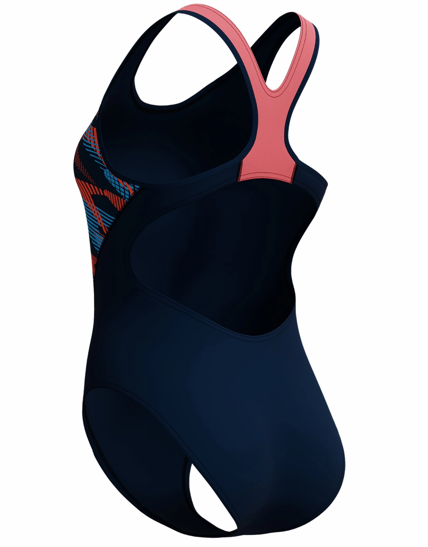 Placement Laneback Swimsuit - Navy/Coral