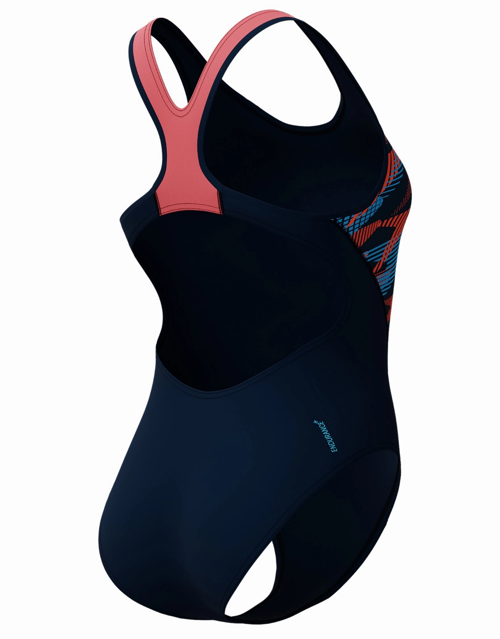 Placement Laneback Swimsuit - Navy/Coral