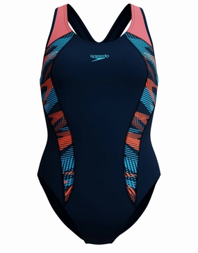 Placement Laneback Swimsuit - Navy/Coral