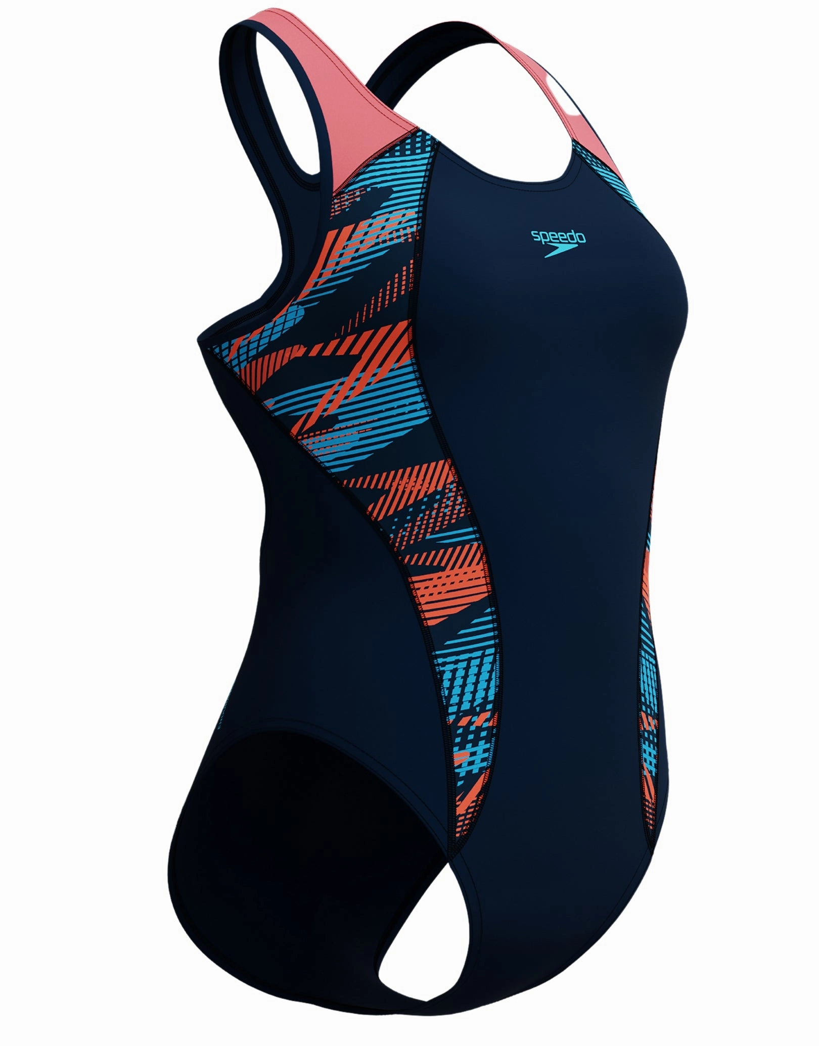 Placement Laneback Swimsuit - Navy/Coral