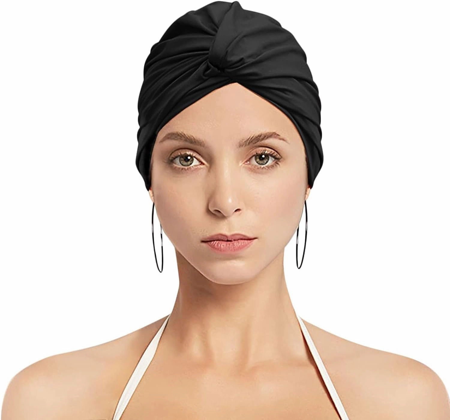 Pleated Swim Cap for Women Bathing Turban Swimming Cap Long Short Hair Swimming Hat Fabric Swimmer Cap Non-Waterproof