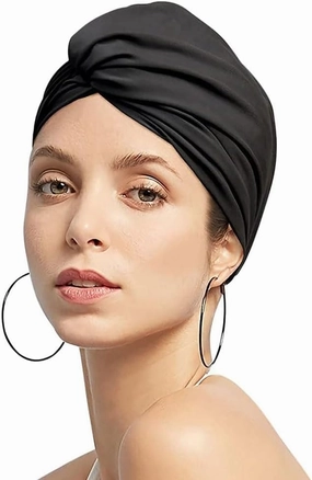 Pleated Swim Cap for Women Bathing Turban Swimming Cap Long Short Hair Swimming Hat Fabric Swimmer Cap Non-Waterproof