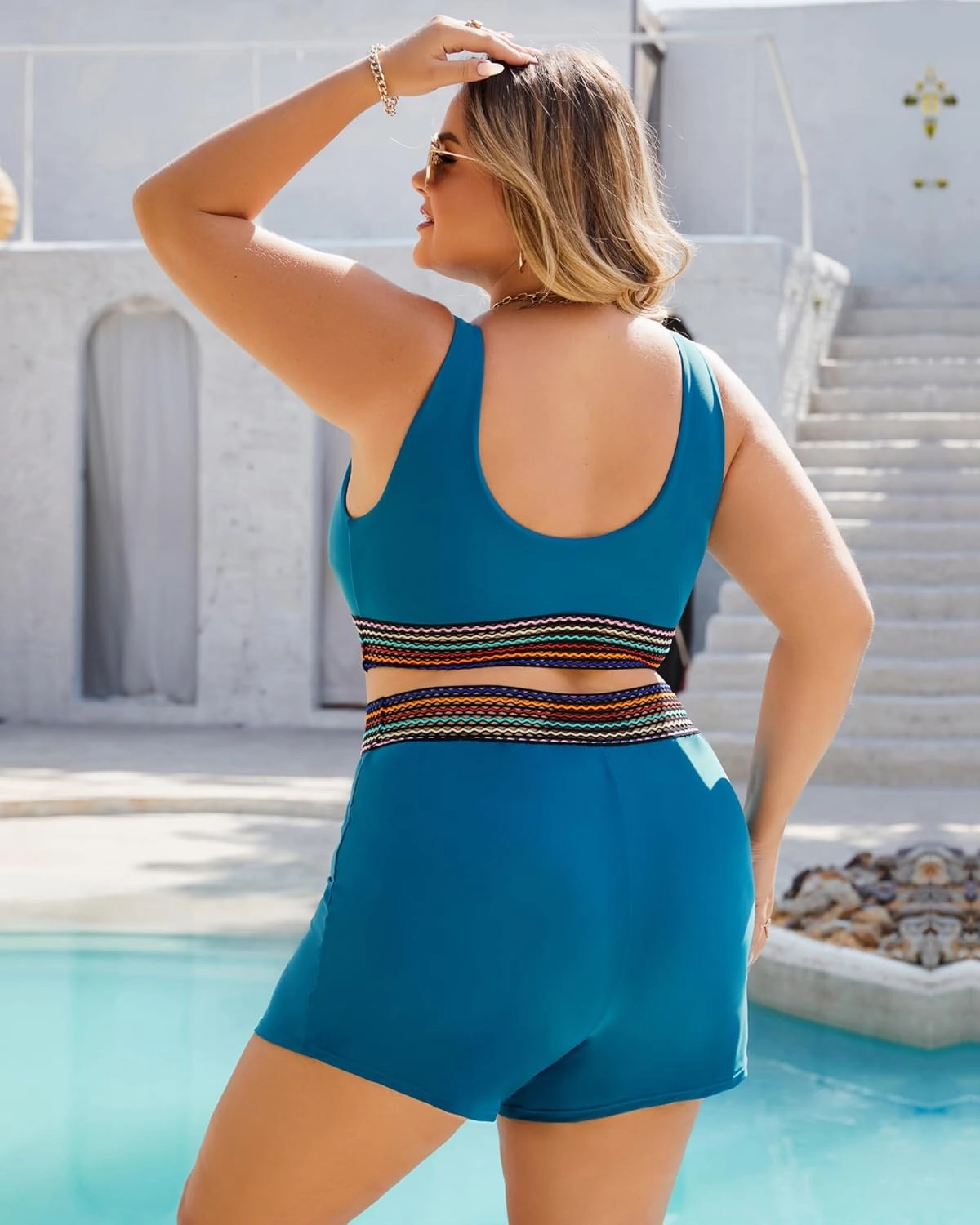 Plus Size Bikini Sets for Women High Waisted Tummy Control Swimsuit Boy Shorts Two Piece Bathing Suit