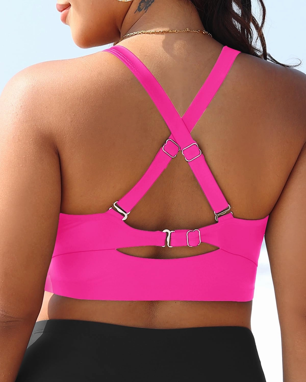 Plus Size Bikini Swimsuit Top - Women Bandeau Swim Top Lace Up Bathing Suit Bra for Large Bust Swimwear