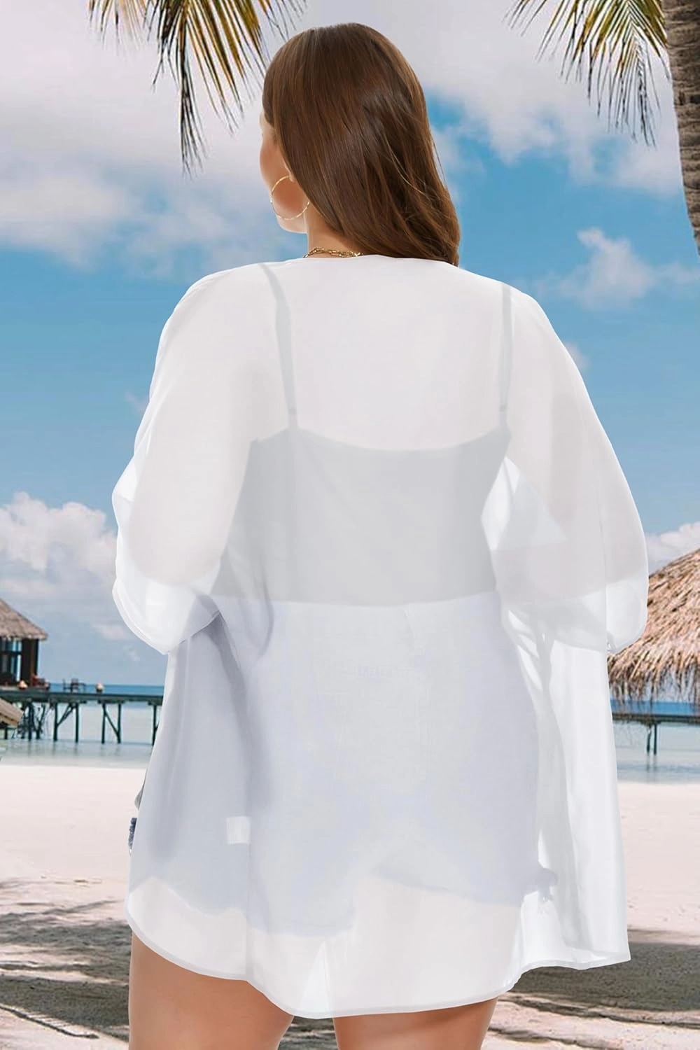 Plus Size Kimonos for Women Swimsuit Cover Ups Casual Loose Cardigan Summer Tops Swimwear