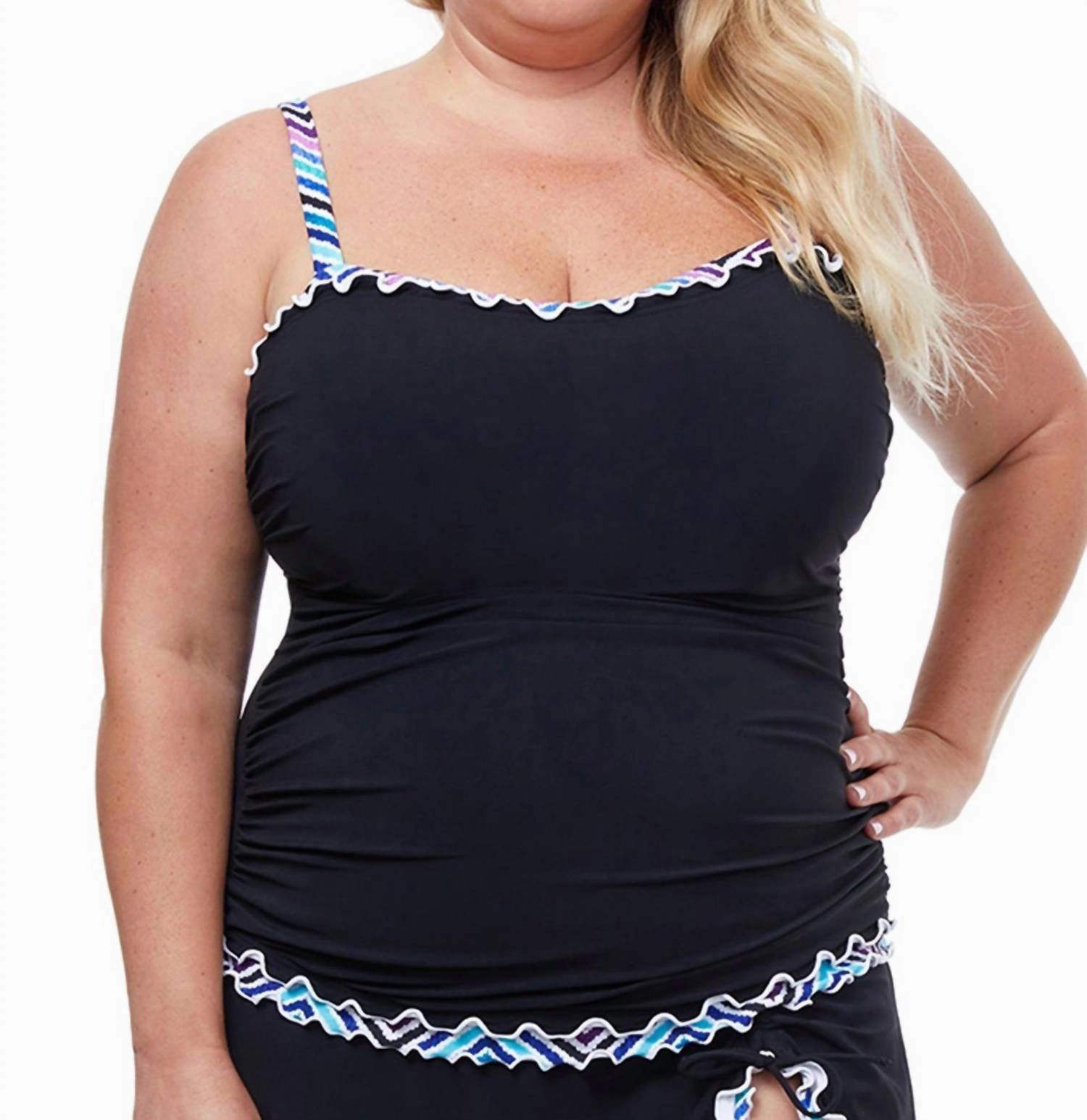 Plus Size Sweetheart Underwire Tankini Top In Tempo Black