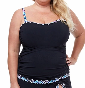 Plus Size Sweetheart Underwire Tankini Top In Tempo Black