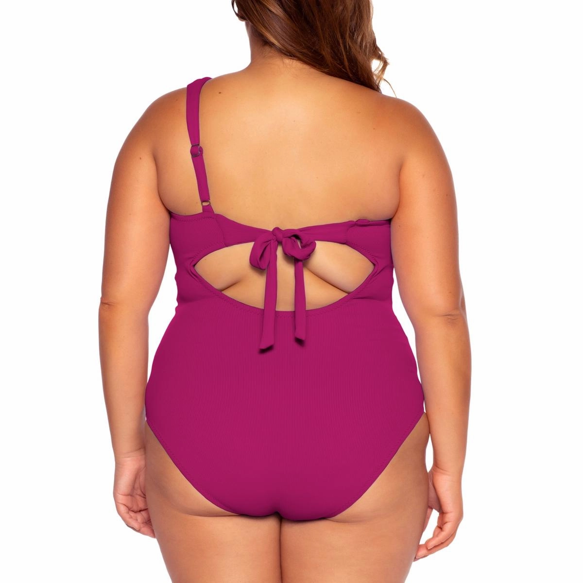 Plus Womens Adjustable Asymmetric One-Piece Swimsuit