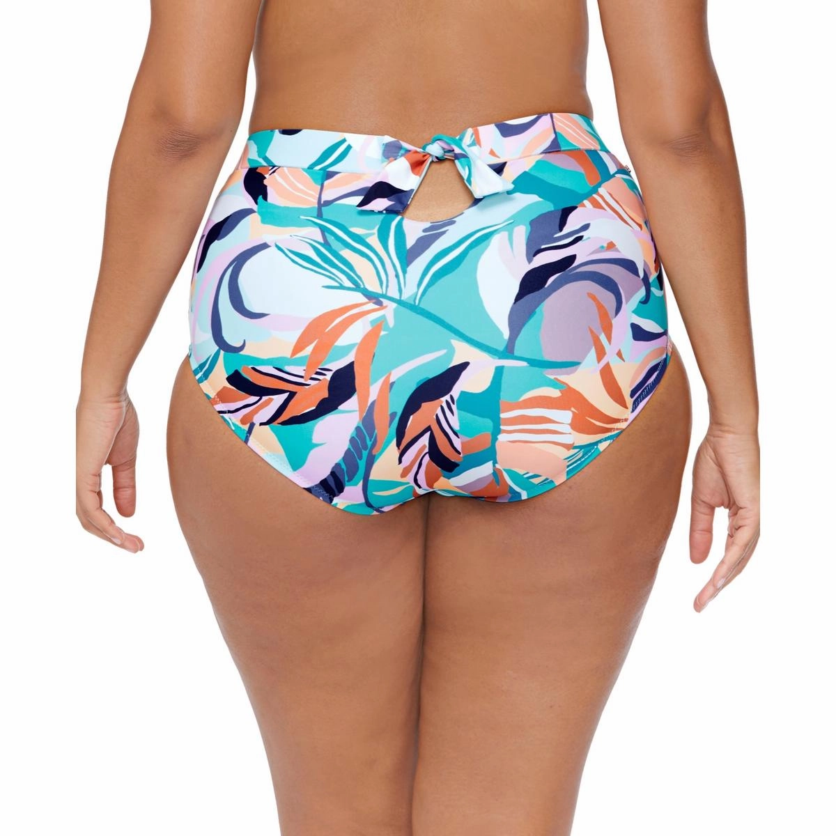 Plus Womens Printed High-Waist Swim Bottom Separates