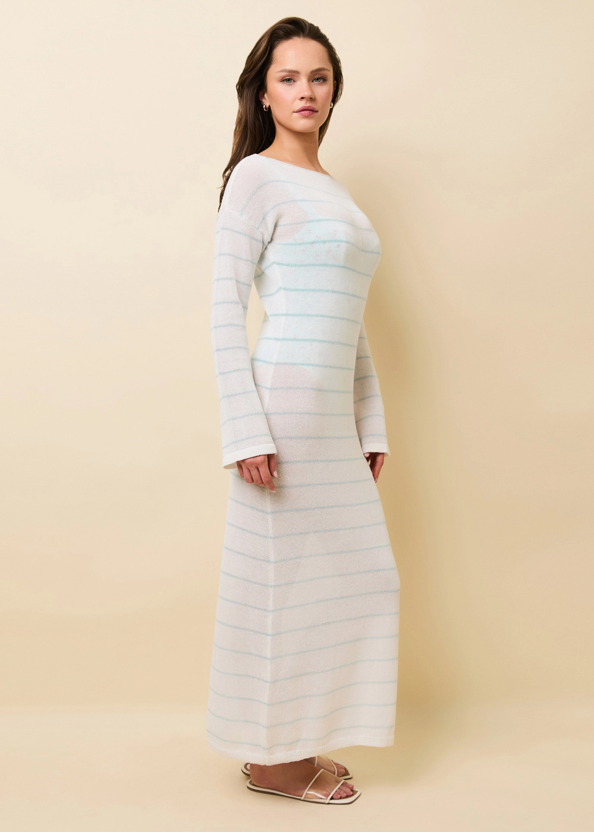 Polly Dress Micro Stripe Brule