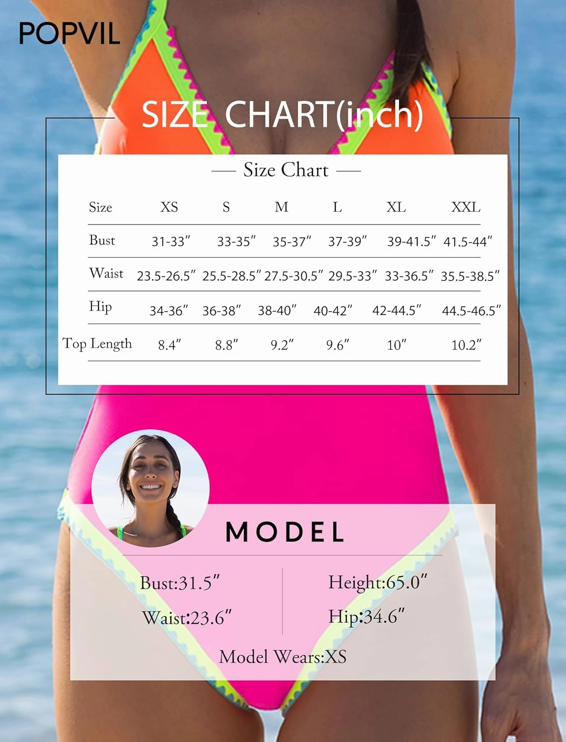 popvil One Piece Swimsuit Women 2025 Neon Color Block Contrast Cross Strap Bathing Suit Modest Cute Swim Suits