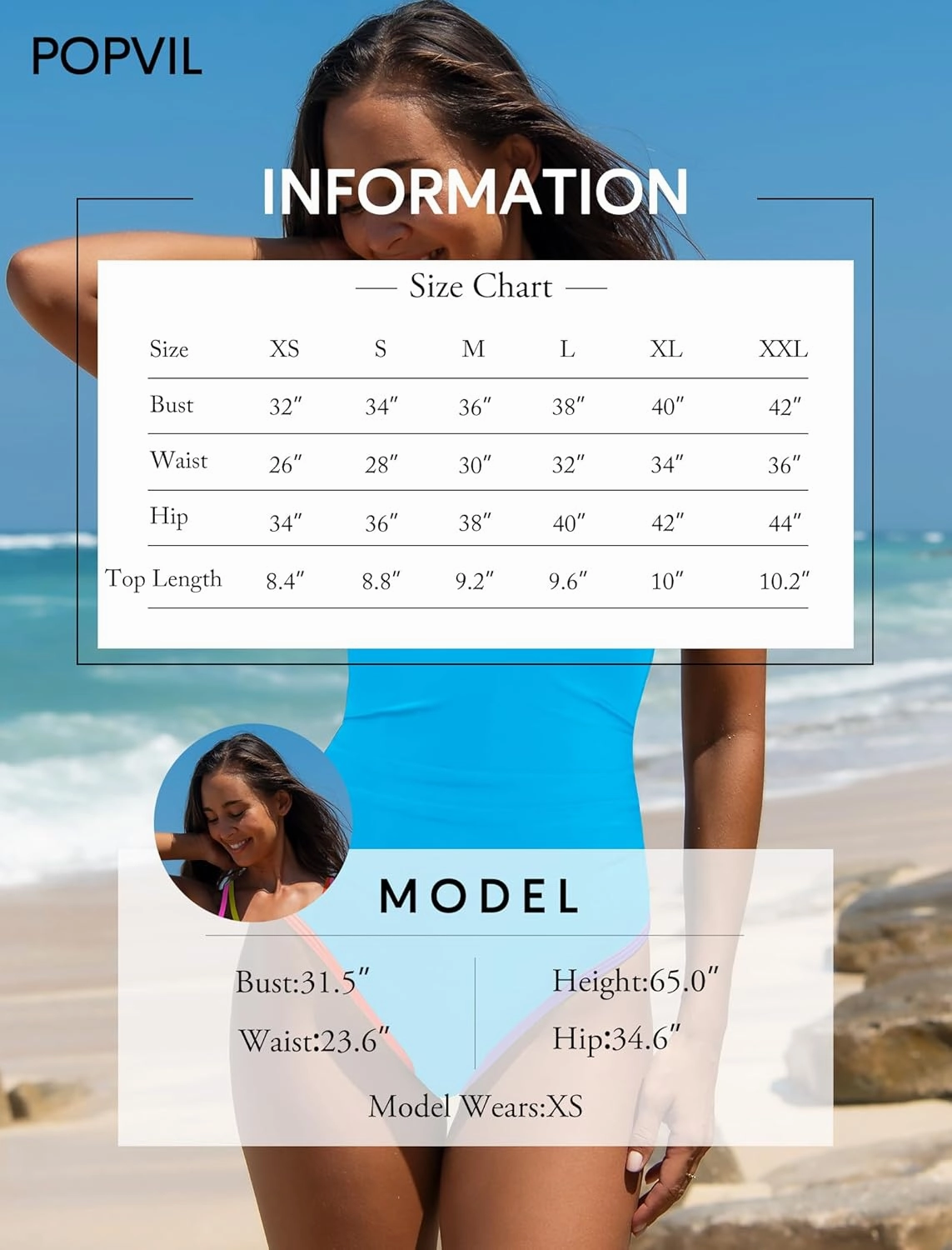 popvil Women's One Piece 2025 Tummy Control Swimsuits Neon Color Block Swimwear Deep V Neck Slimming Bathing Suit