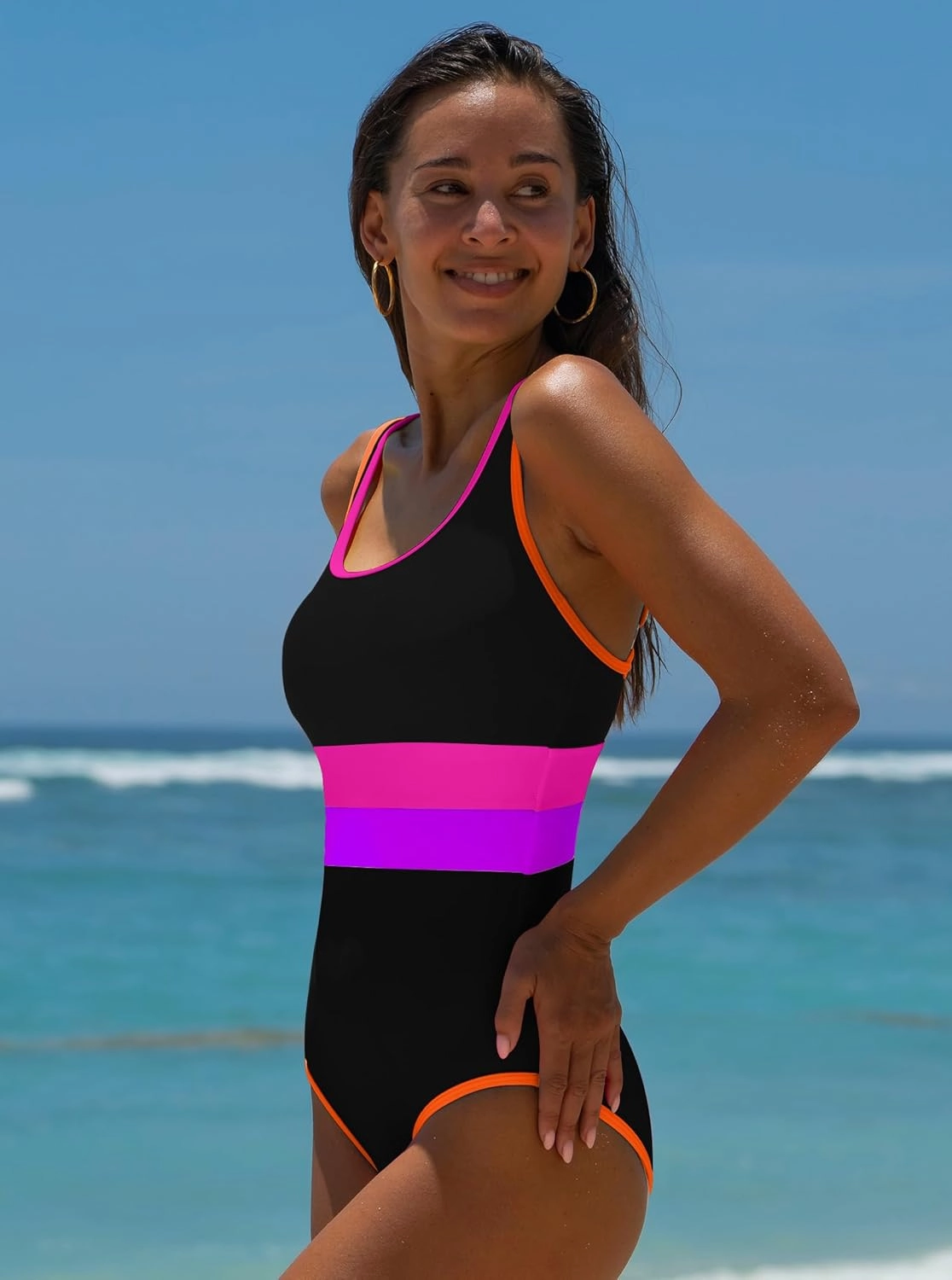 popvil Women's One Piece Swimsuits 2025 Tummy Control -Slimming Bathing Suit Neon 1 Piece Beach Outfit Sexy Sport Swim Suits