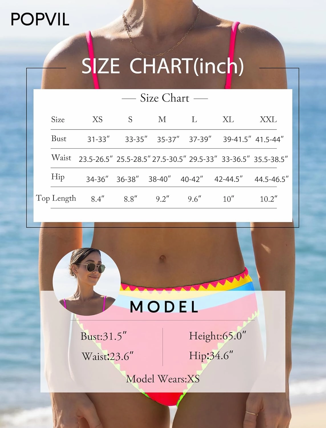 popvil Women's Strapless Bikini Sets Neon Color Block Bandeau Swimsuits Two Piece Bathing Suits for Beach Vacation 2025